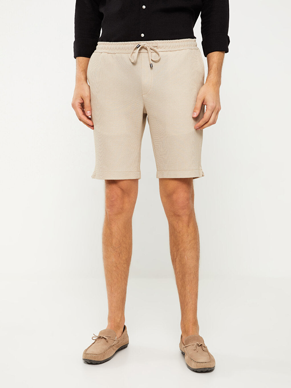 Slim Fit Men's Shorts with Waist Tie Detail