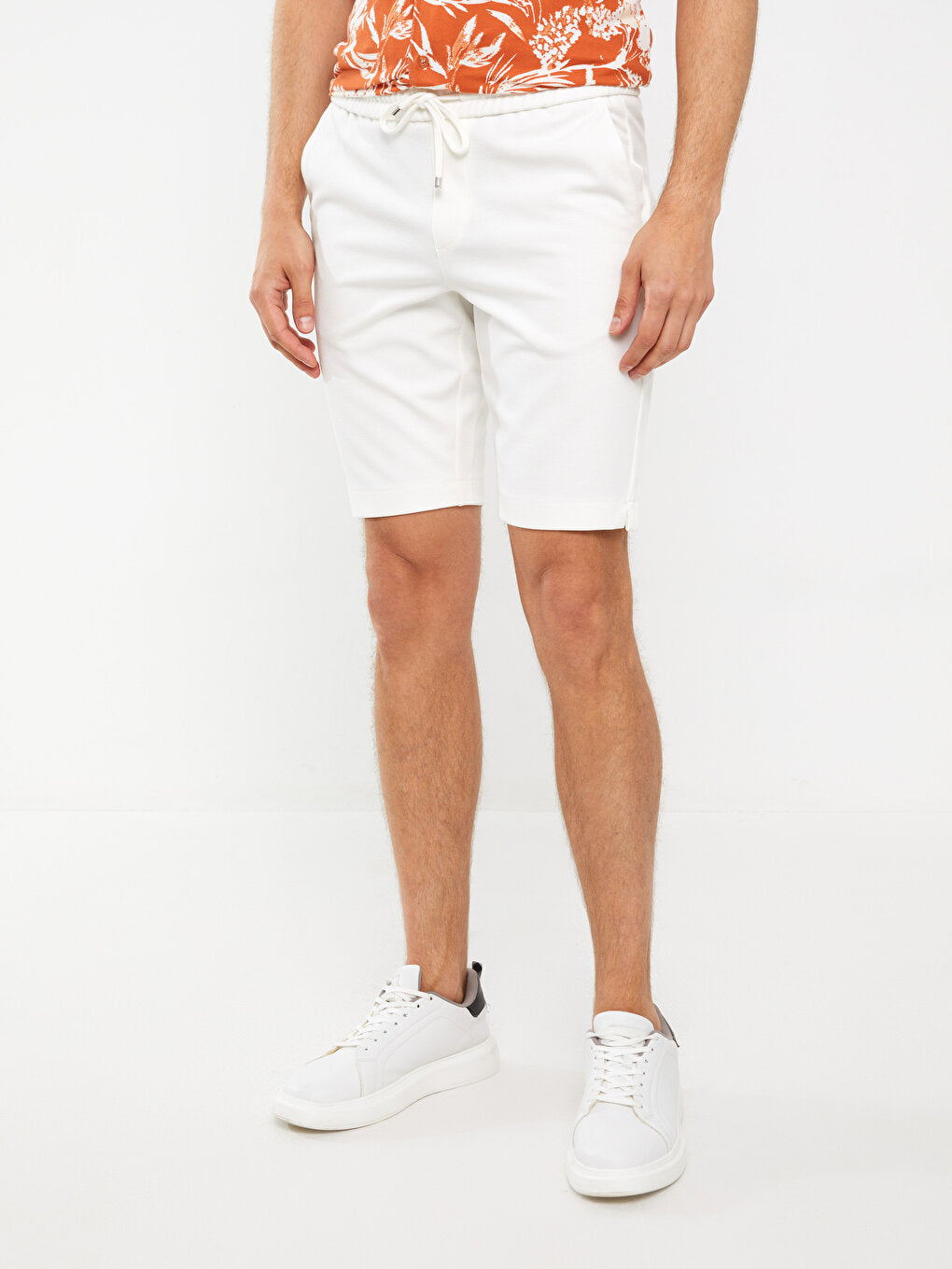 Slim Fit Men's Shorts with Waist Tie Detail