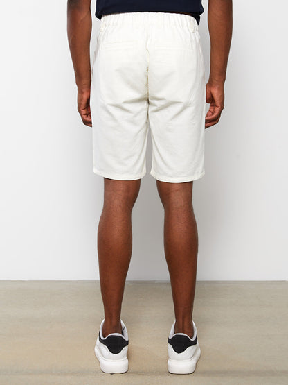 Standard Fit Linen Blend Men's Bermuda Shorts