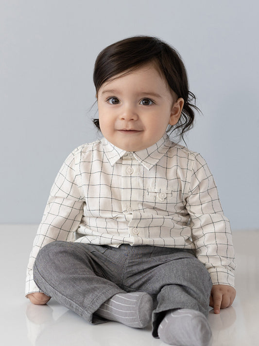 Long Sleeve Baby Boy Shirt and Trousers 2-Piece Set