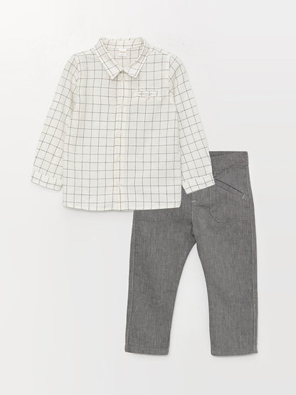 Long Sleeve Baby Boy Shirt and Trousers 2-Piece Set