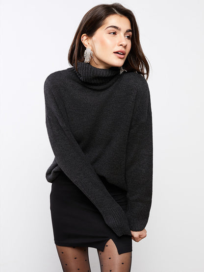 Turtleneck Plain Long Sleeve Women's Knitwear Sweater