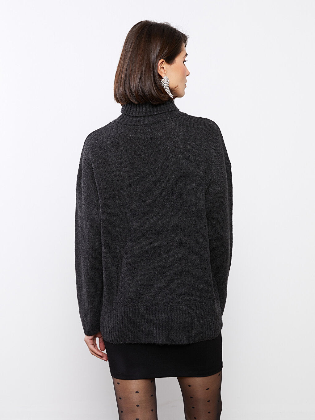 Turtleneck Plain Long Sleeve Women's Knitwear Sweater