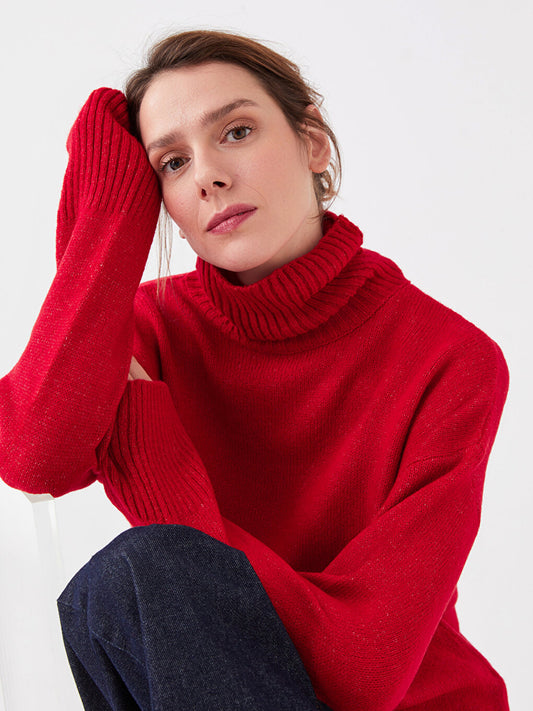 Turtleneck Plain Long Sleeve Women's Knitwear Sweater