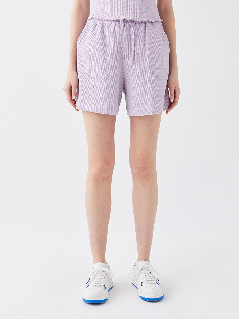 Self-patterned Women's Shorts with Elastic Waist