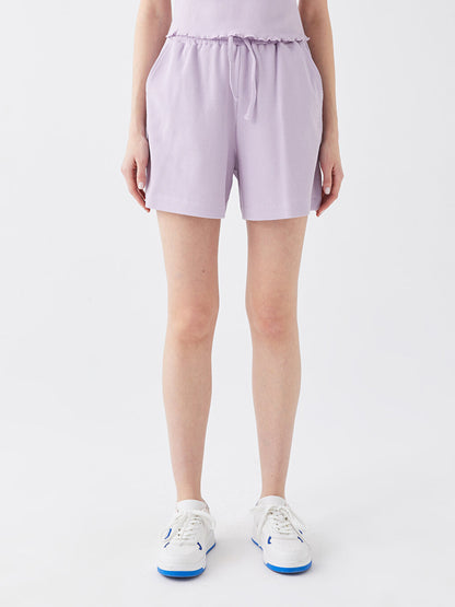 Self-patterned Women's Shorts with Elastic Waist