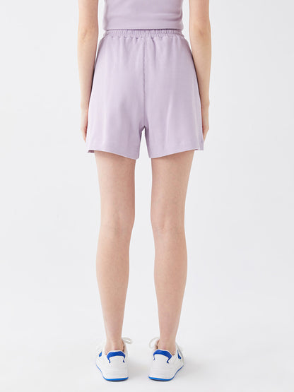 Self-patterned Women's Shorts with Elastic Waist