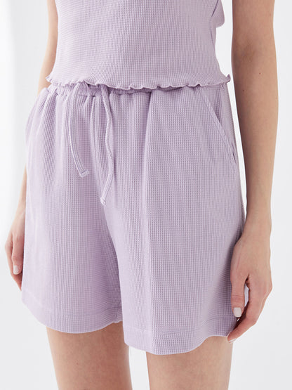 Self-patterned Women's Shorts with Elastic Waist