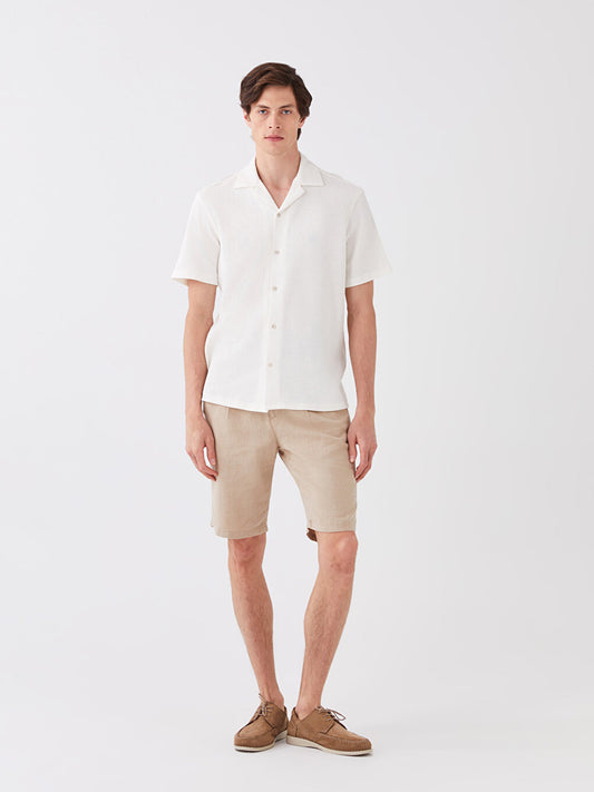 Slim Fit Linen Blend Men's Shorts