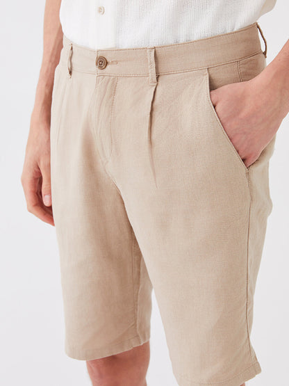 Slim Fit Linen Blend Men's Shorts