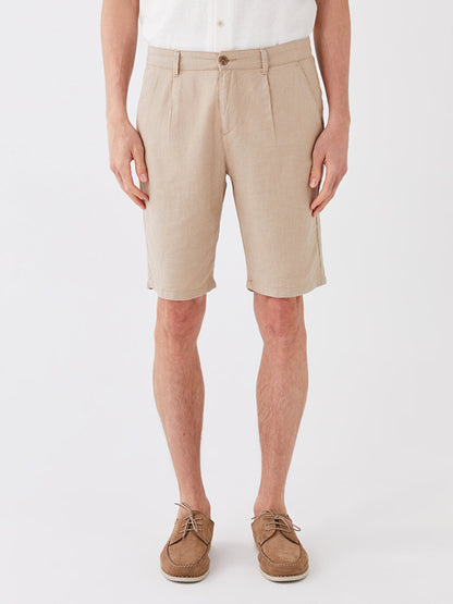 Slim Fit Linen Blend Men's Shorts