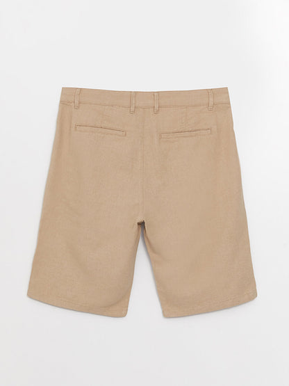 Slim Fit Linen Blend Men's Shorts