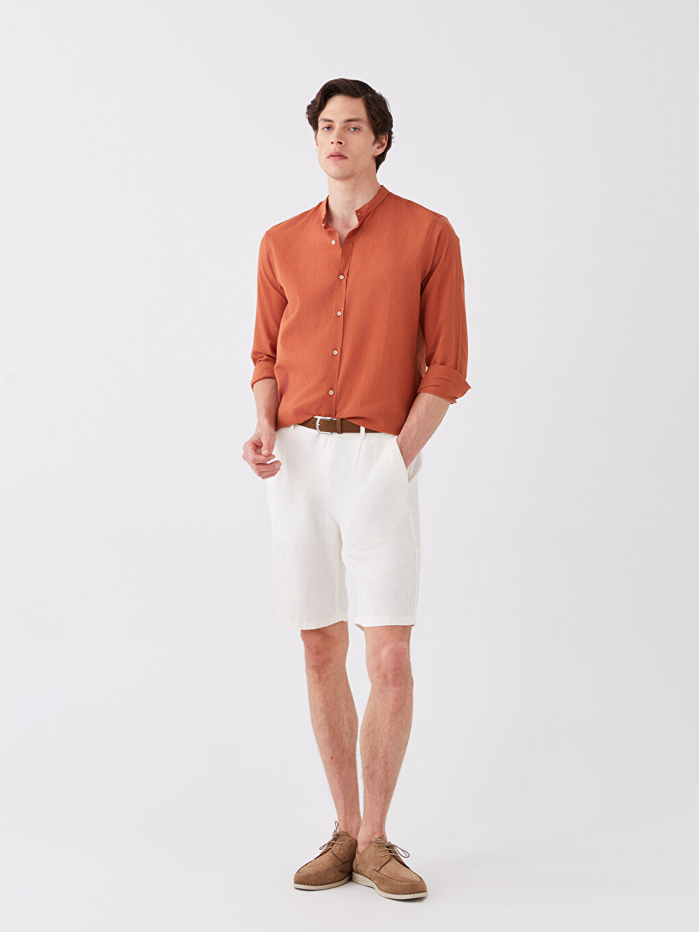 Slim Fit Linen Blend Men's Shorts