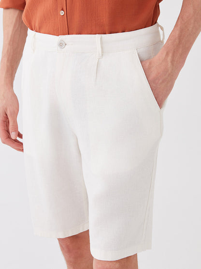 Slim Fit Linen Blend Men's Shorts