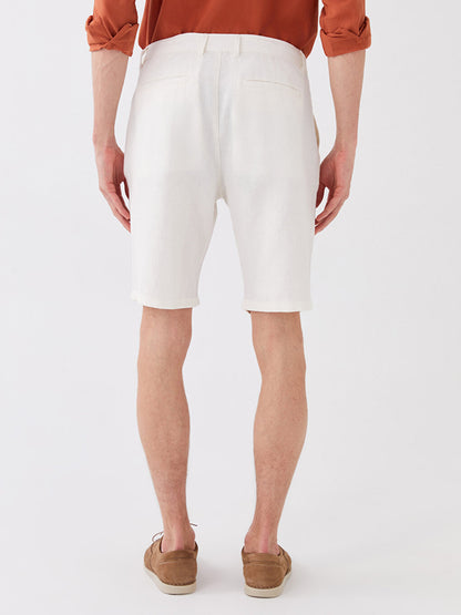 Slim Fit Linen Blend Men's Shorts