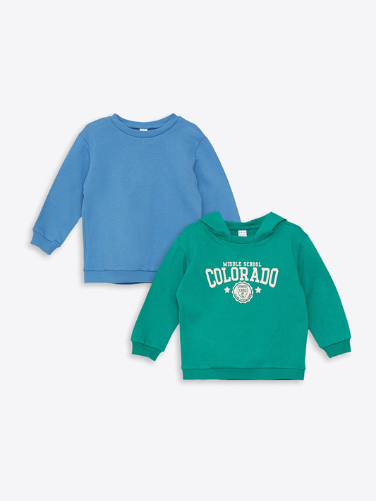 Crew Neck Long Sleeve Printed Baby Boy Sweatshirt 2-pack