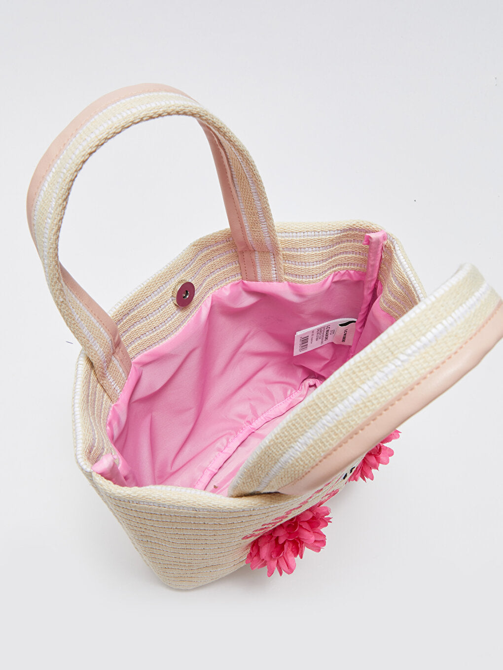 Flamingo Embroidered Girl's Straw Shoulder Bag