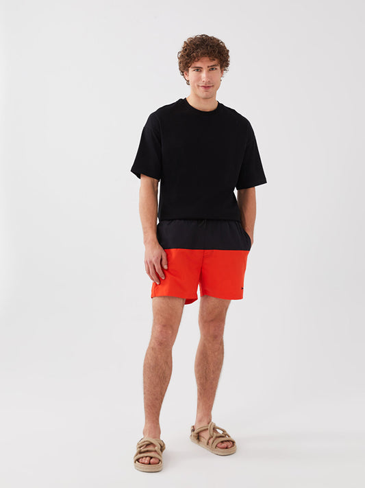 Short Color Block Men's Swim Shorts