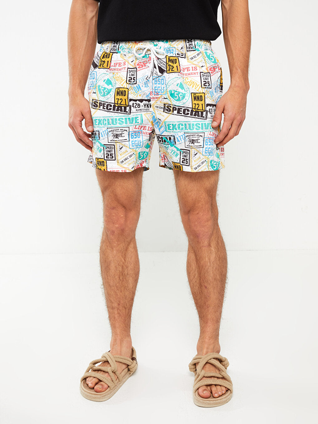 Short Patterned Men's Swim Shorts