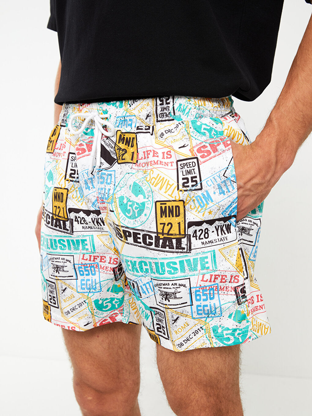 Short Patterned Men's Swim Shorts