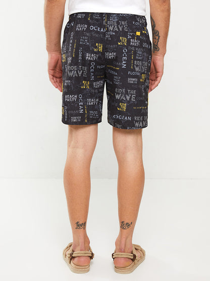 Knee-Length Printed Men's Swim Shorts