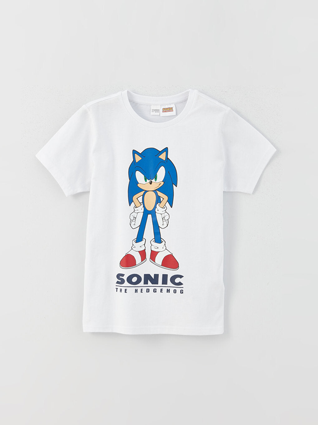 Crew Neck Sonic Printed Short Sleeve Boy's Pajama Set with Shorts