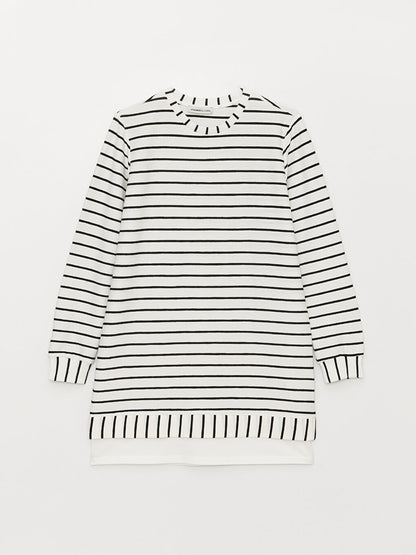 Crew Neck Striped Long Sleeve Oversize Women's Tunic