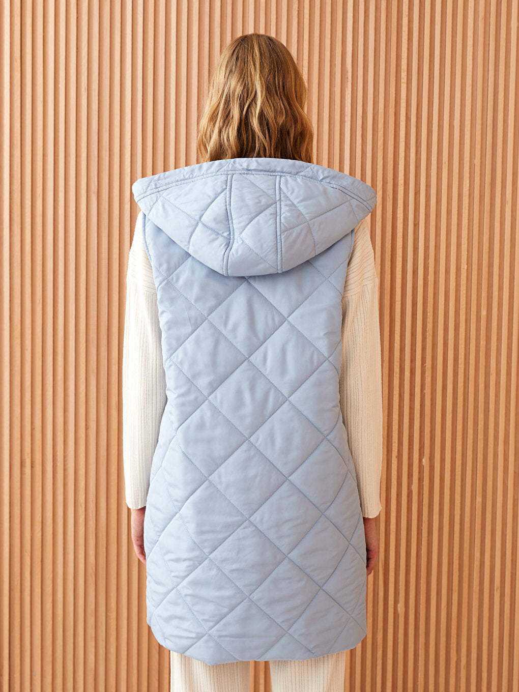 Hooded Quilted Patterned Women's Puffer Vest