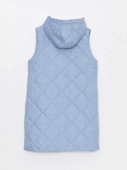 Hooded Quilted Patterned Women's Puffer Vest