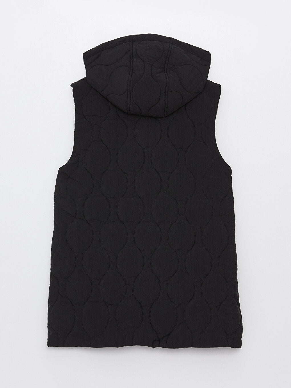 Hooded Self-Patterned Women's Puffer Vest