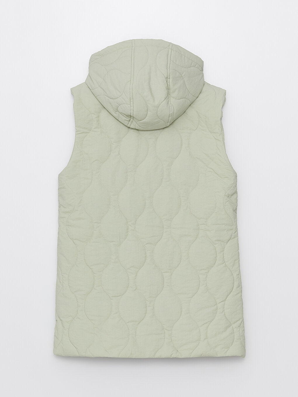 Hooded Self-Patterned Women's Puffer Vest