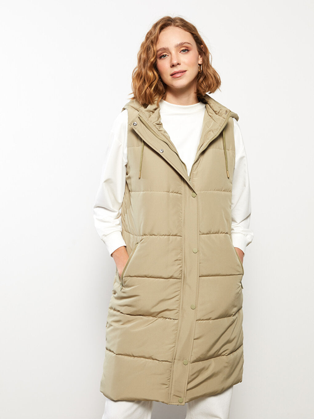 Women's Hooded Plain Puffer Vest