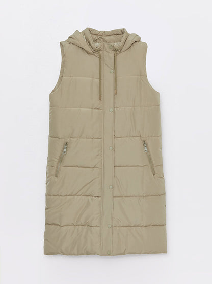 Women's Hooded Plain Puffer Vest