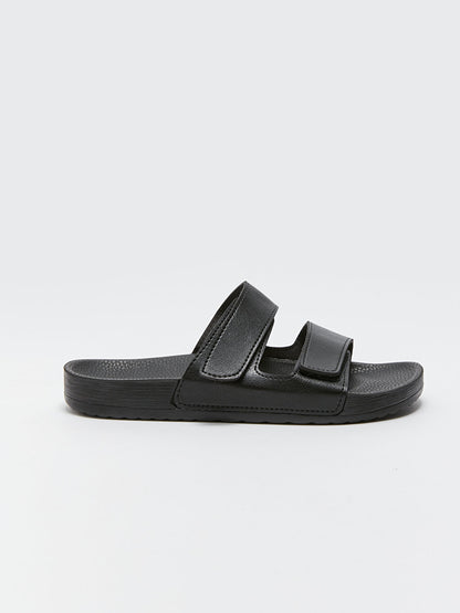 Leather Look Velcro Men's Slippers