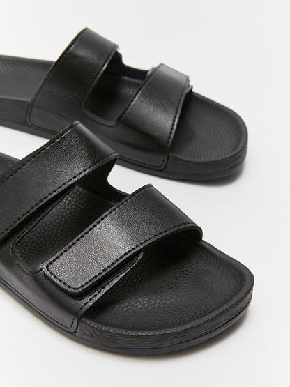 Leather Look Velcro Men's Slippers