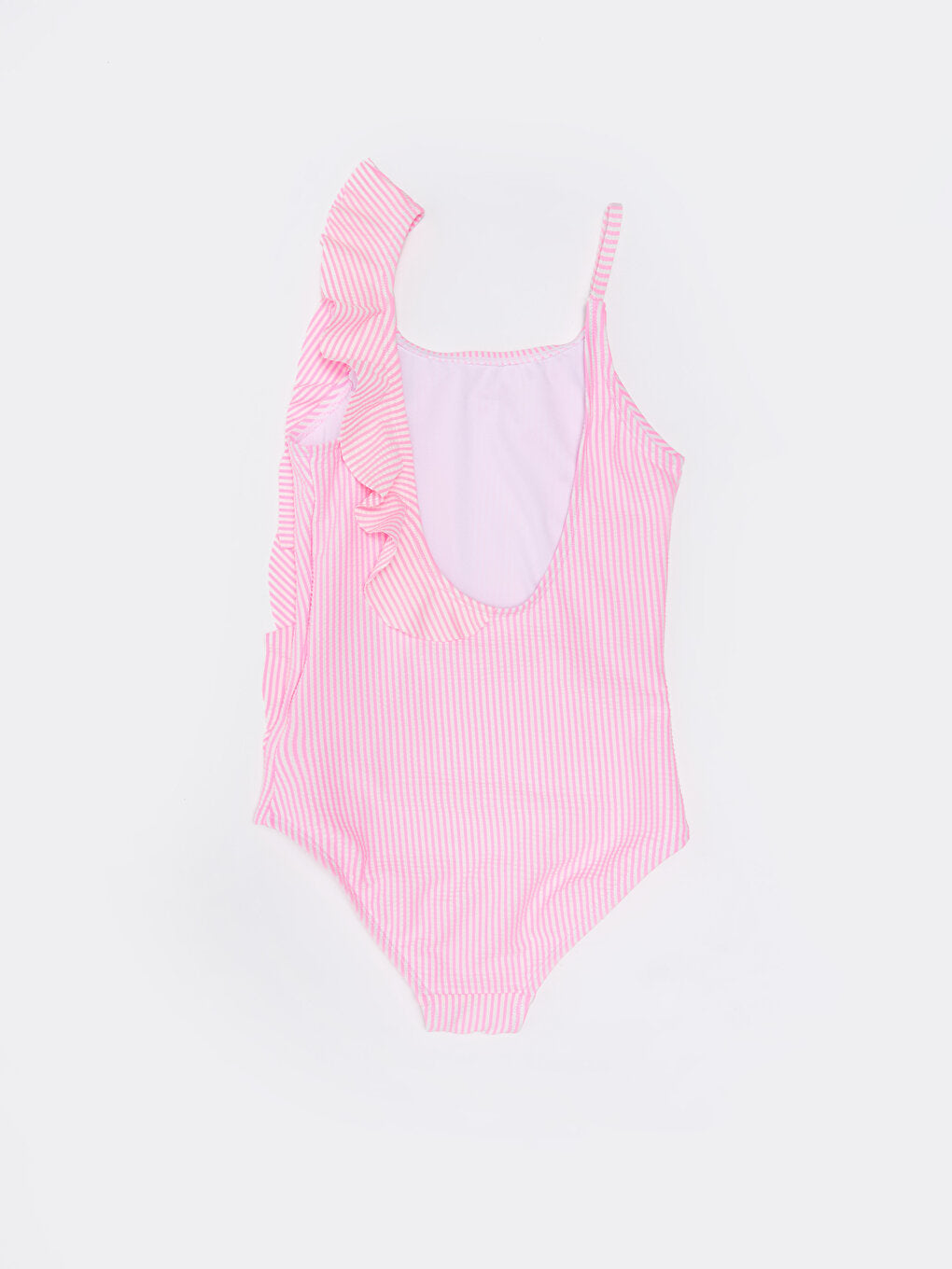 Striped Ruffle Detailed Girl's Swimsuit