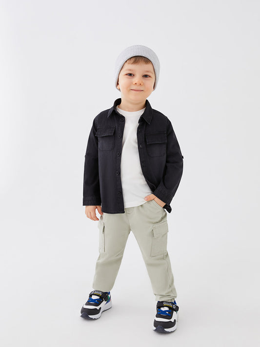 Basic Baby Boy Trousers with Elastic Waist