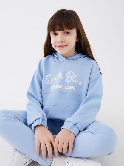 Hooded Printed Long Sleeve Girl's Sweatshirt