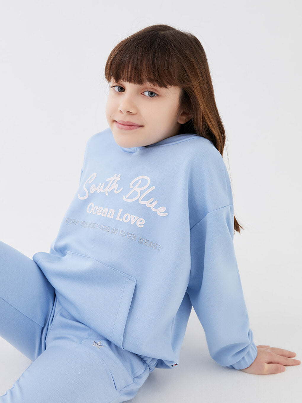 Hooded Printed Long Sleeve Girl's Sweatshirt