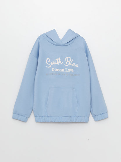 Hooded Printed Long Sleeve Girl's Sweatshirt