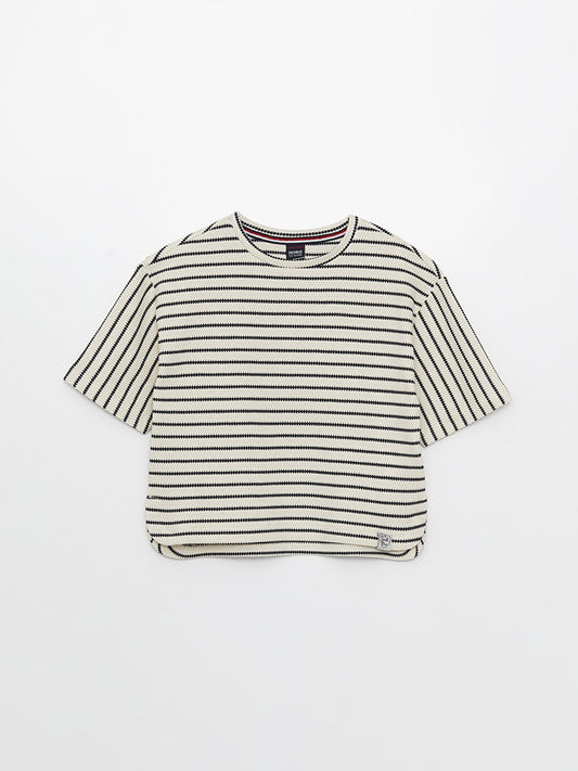 Crew Neck Striped Short Sleeve Girls' T-Shirt