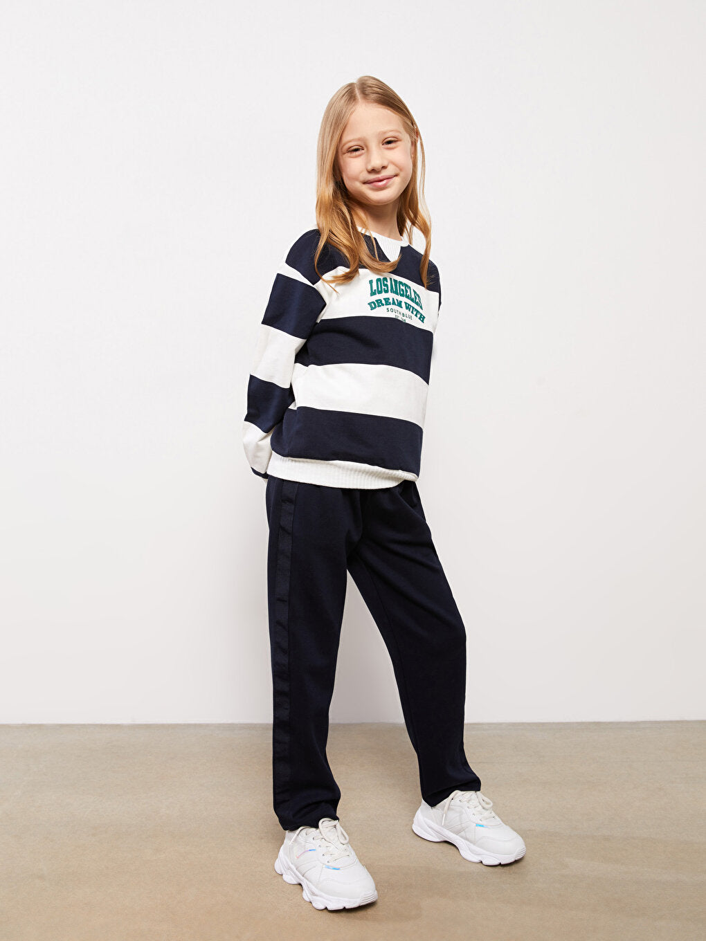 Basic Girl's Trousers with Elastic Waist