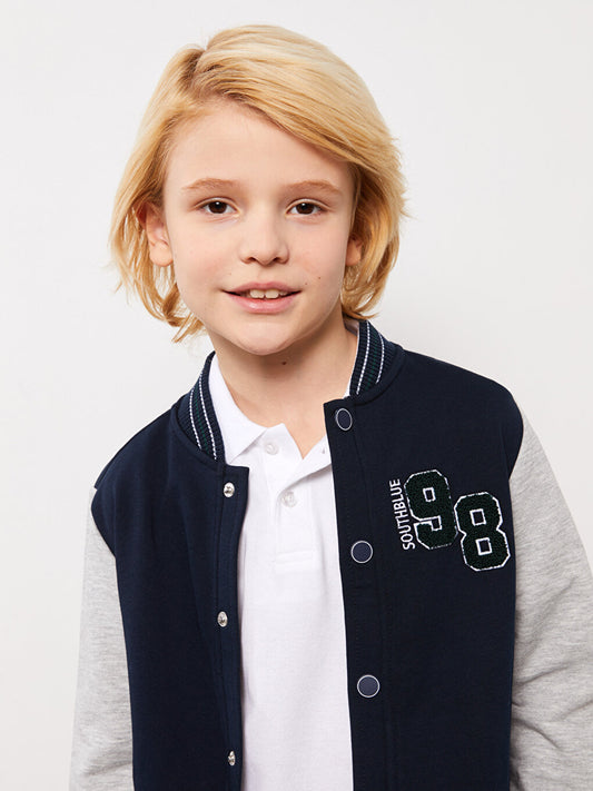 Embroidered Long Sleeve Boys' College Jacket