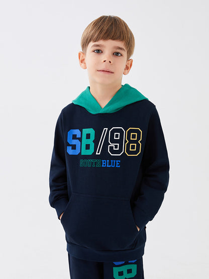 Hooded Printed Long Sleeve Boy's Sweatshirt