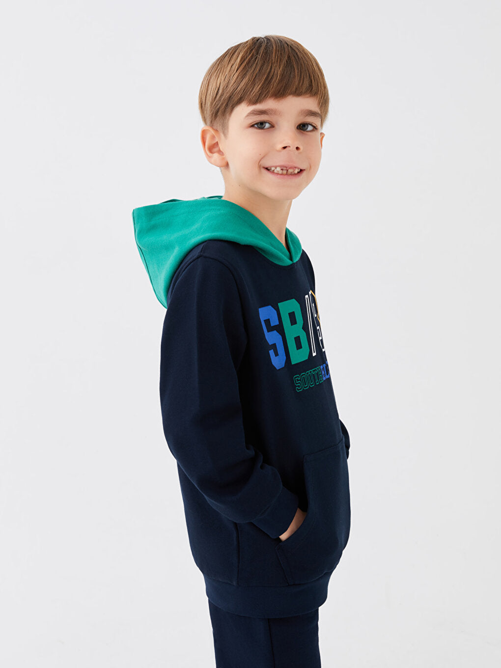 Hooded Printed Long Sleeve Boy's Sweatshirt