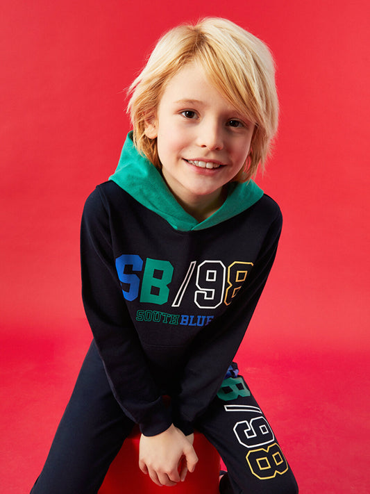 Hooded Printed Long Sleeve Boy's Sweatshirt