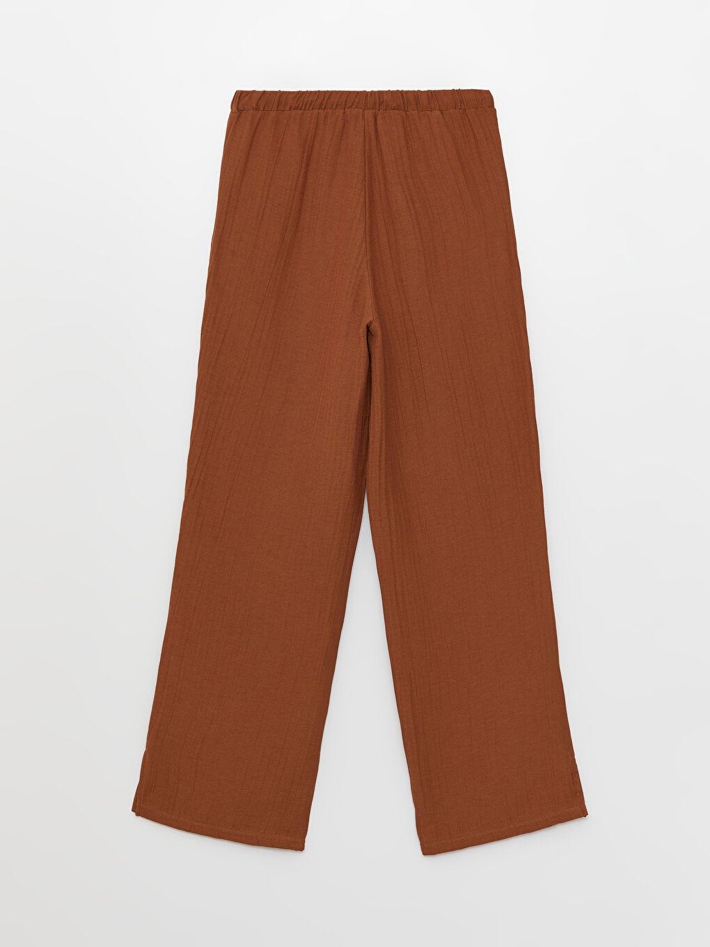 Women's Straight Muslin Trousers with Elastic Waist