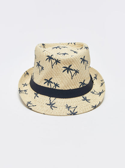 Printed Men's Straw Fedora Hat