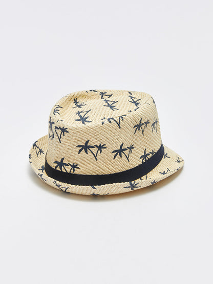 Printed Men's Straw Fedora Hat