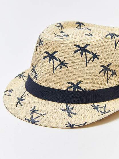 Printed Men's Straw Fedora Hat